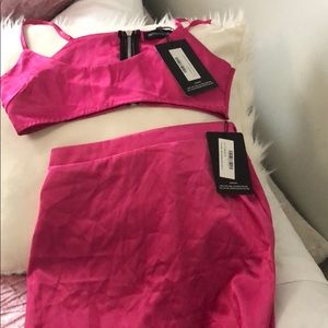 Pretty little thing hot pink two piece set